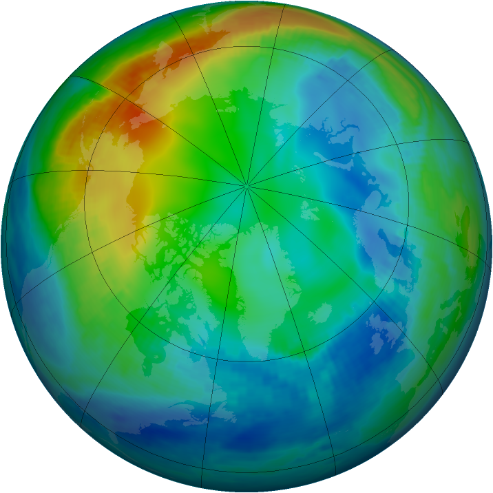 Arctic ozone map for 25 November 1999